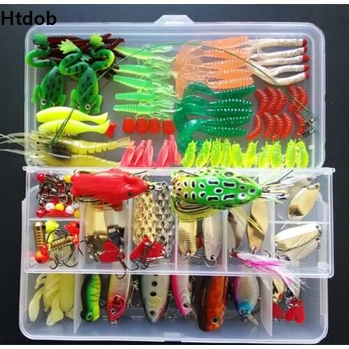 45-139pcs Lure Kit Set Spinner Crankbait Minnow Popper VIB Soft Hard Spoon Crank Baits Fishing Hooks Fishing Tools Tackle Box