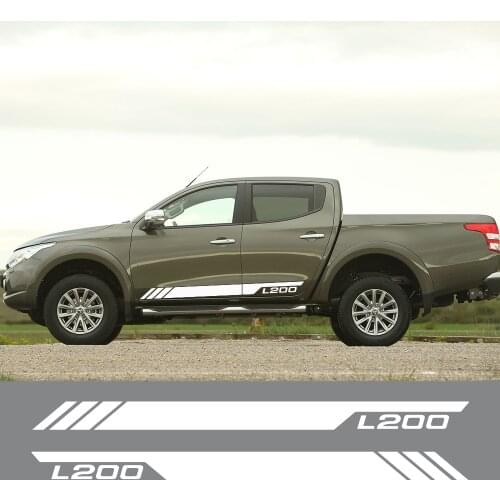 2PCS Car Side Body Stickers For Mitsubishi L200 2011-2019 Off Road Pickup Car Skirt Stripe Decals DIY Auto Tuning Accessories
