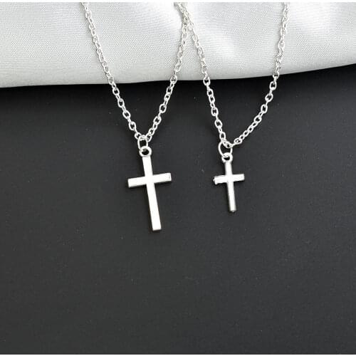 Silver Color Choker Necklace Simple Moon Cross Pendants Necklaces For Women Metal Chain Necklace Female Jewelry Accessories