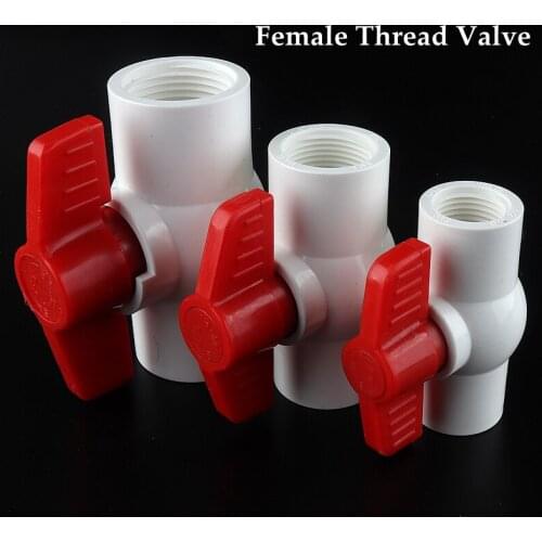 PVC Pipe Ball Valve Socket Water Supply Drainage Pipe Quick Valve 1/2"~1.2" Female Thread Water Pipe Connector Fittings