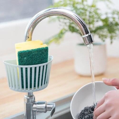 Kitchen Drain Sink Hanging Basket Plastic Sponge Storage Rack Debris Storage Organizer Wall Shelf Household Furnishings