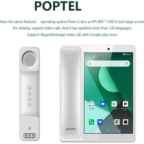 Poptel Google Play Videophone 8 Inch 2g/16g Bluetooth Landline Phone for Home and Office IOT Device Tablet Phone Tablet Smart