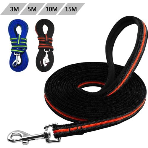 Dog Tracking Leash Long Leads Non-Slip Nylon Training Walking 3m 5m 10m 15m For Medium Large Dogs Soft Padded Handle