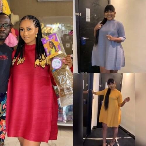 Size(S~XXXL)2020 New Fashion dresses Real Silk Knit Dashiki HALF-COLLAR 5mintes of sleeve dress oversize