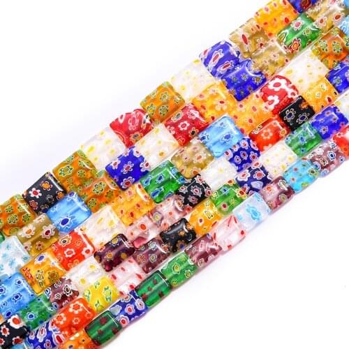 Tear Drop Flat Rectangle Flower Patterns Millefiori Glass Lampwork Beads for Jewelry Making DIY Earring Necklace Bracelet Making