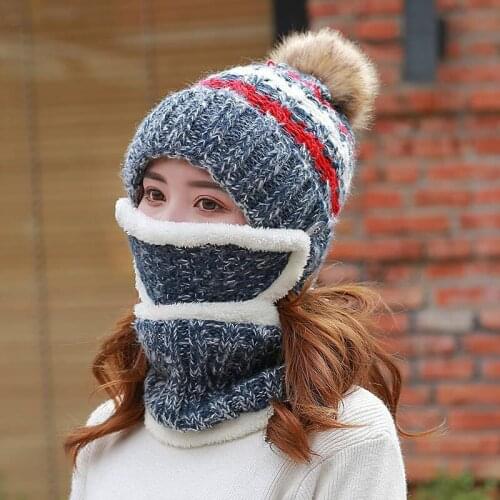 Removable fur pompon hat winter Elegant women solid chic autumn hat beanie Streetwear casual ladies warm soft hat female