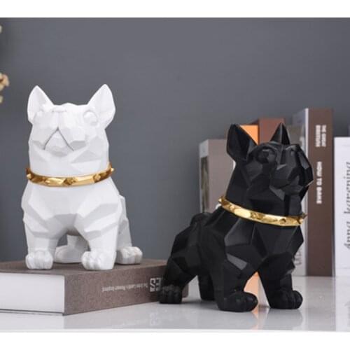 Nordic Bulldog Frances Statues Sculpture Geometric Animal Statues Home Decoration Accessories Modern Art Statue Ornaments Craft