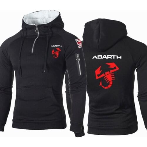 NEW Fashion Hoodies Men Abarth Car Logo Print Sweatshirt Spring Autumn high quality Pure cotton hip hop Mens Zip Hoodie