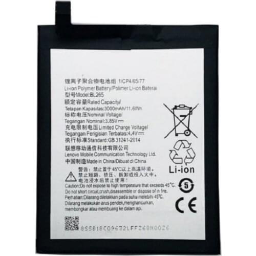 High Quality Battery 3000mAh BL265 for Motorola Moto MXT1662 MXT1663 For Lenovo XT1662 Cellphone batteries