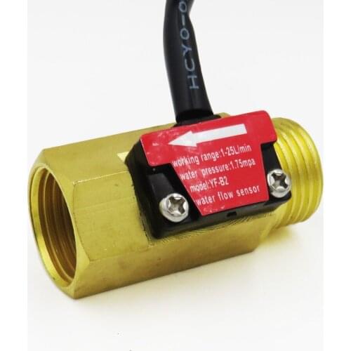 2PCS YF-B2 G1/2" DN15 Pure Brass water flow sensor hall flow rate counter indicator 1-25L/min
