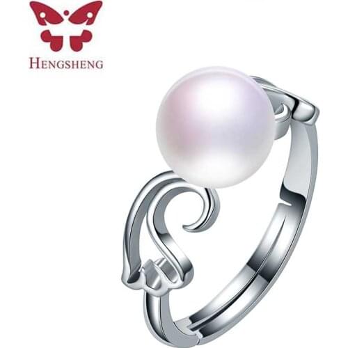 HENGSHENG 2019 Hot Selling 8-8.5mm Natural Freshwater Pearl Rings, AAAA Freshwater Pearl Women Fine Jewelry Adjustable Rings