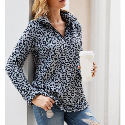 Ropa Mujer Women Leopard Hoodie Tops Zipper Irregular High Neck Long Sleeve Female Casual Autumn Tops Hoodies Dropship