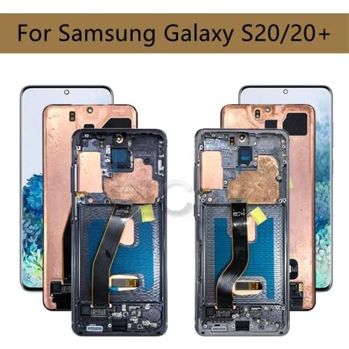 Amoled For Samsung Galaxy S20 / 20 Plus LCD Display Touch Screen Digitizer Assembly G980 G985 With Frame S20+ Display