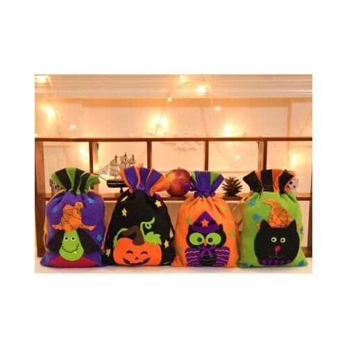1pc Halloween Draw Cord Candy Bag Pumpkin Witches Candy Gift organizer storage Pouch Festival gift handbag Hallowmas