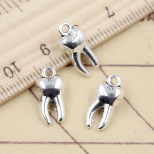 10pcs Charms 3D Zombie Tooth Teeth Molar 16x8x5mm Tibetan Bronze Silver Color Pendants Antique Jewelry Making DIY Handmade Craft