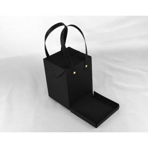 100pcs/lot Small black Kraft paper Boxes with rope ,Red Gift Packing Box with handle, Christmas Candy Paper Boxes SN979