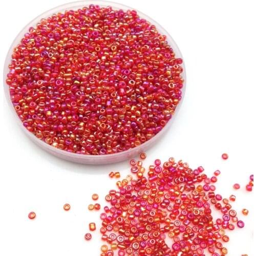 16g 1000X 2mm 12/0 AB Red Colorful Round Transparent Loose Spacer Beads Cezch Glass Seed Beads Handmade Jewelry DIY Garment Bead