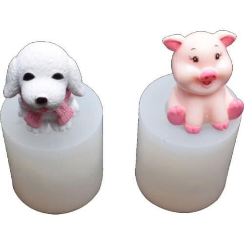 2Pcs Handmade Mini Size 3D Pet Dog Cute Pig Epoxy Resin Silicone Molds Animals Resin Casting Mold Jewelry Making Tools
