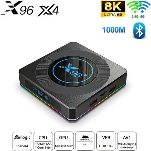 2021 X96 X4 Android 11 Smart IP TV Box Amlogic S905X4 4G 64G 1000M Dual Wifi Youtube Media Player TVBOX 8K Set top box VS A95XF4