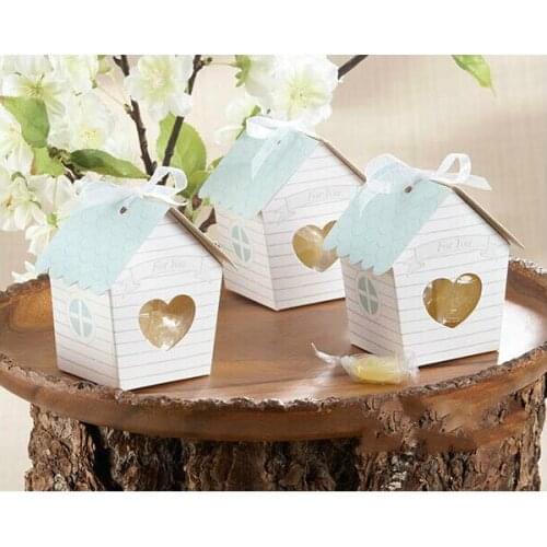30 x Hot Creative Lovely House Candy Box with ribbon Wedding Favors Party Kids Baby Shower Gift Boxes