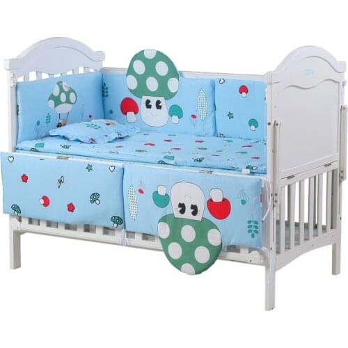 5pcs Baby Bedding Set Crib Sides Bedding for Children Bed 100% Cotton Baby Bed Sets Baby Bumper Baby Pillow Mattress Bed Sheet