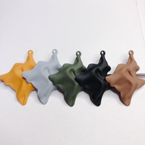 Irregular Colors Eardrop Accessories Wave Metal Pendant Earring Necklace Charms Diy Making Material Jewelry Finding 6pcs