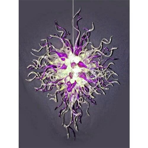 Free Shipping Excellent Quality Purple and Clear Hand Blown Glass Chandelier