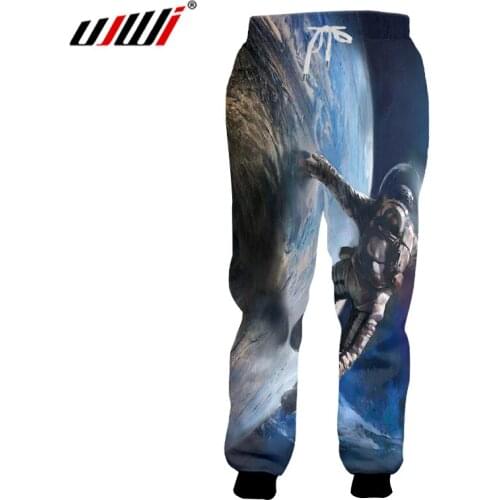 UJWI 6XL New Men Full Length Pants New Spring 3D Print Color Space Astronauts Unisex Leisure Trousers Funny Sweatpants Harajuku