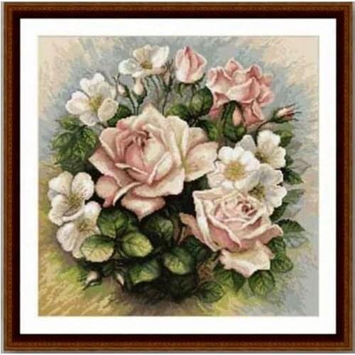 Bouquet of Roses, Flowers Cross Stitch Kits Top Quality Embroidery Needlework Sewing kit 14CT Unprinted DIY Handmade Art Decor