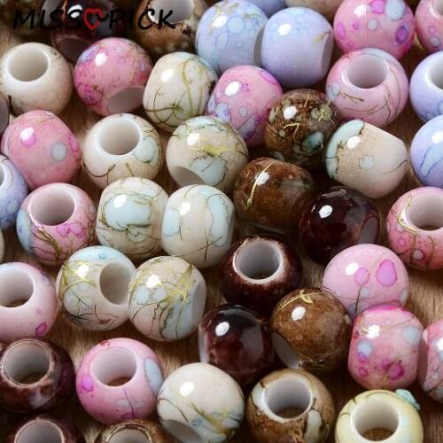 8*10mm 50pcs Acrylic Beads Multicolor Patterned Big Hole Loose Spacer Beads for Jewelry Making DIY Bracelet Necklace Accessories