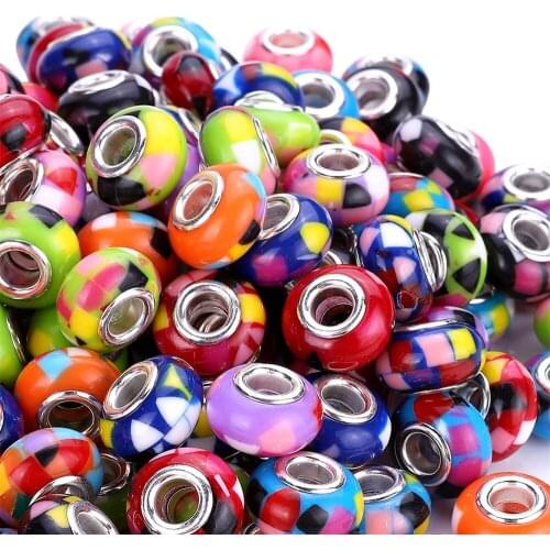 10 Pcs Large Hole Round Polymer Clay Spacer Beads Murano Bead Fit Pandora Bracelet Pastel Charms Pendants Necklaces Jewelry DIY