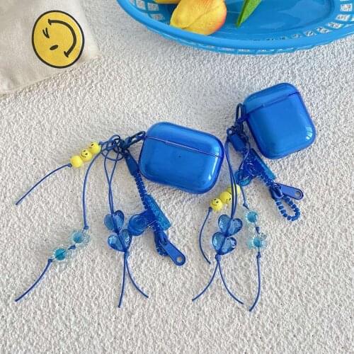 Earphone Case For AirPods Fashion Translucent Earphone Cover For AirPods 2 AirPods Pro Soft Protect Shell with Zipper Clip Chain