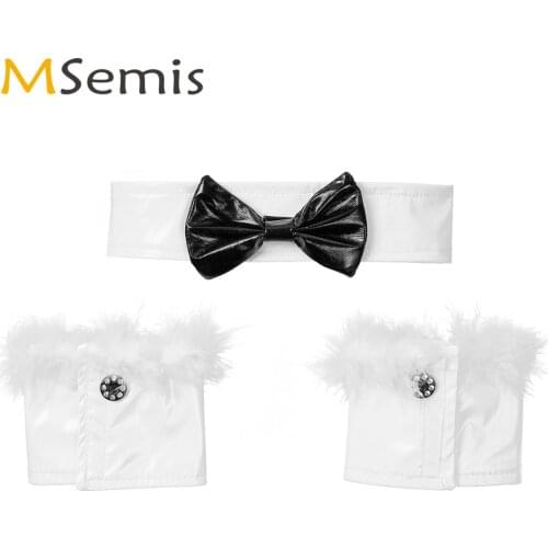 Men Role Play Costume Set Sexy Cosplay Bunny Girl Lingerie Sissy Maid Bowknot Necktie with Collar Erotic Crossdressing Accessory