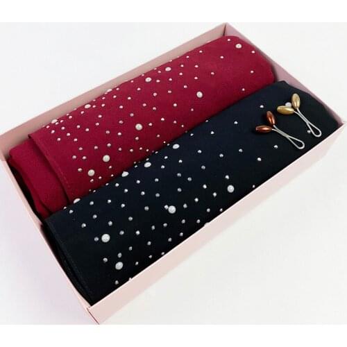 Women Muslim Chiffon Hijab Scarf Rhinestone Soft Plain Headscarf Islamic Crystal Hijab Shawls and Wraps Foulard