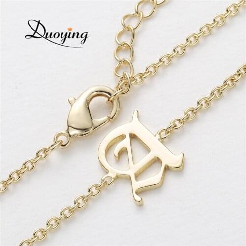 DUOYING Old English Text Font Single Inititial A-Z Letter Choker Necklace Capital Letters Necklace For Woman Gift Dropshipping