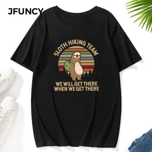 JFUNCY Oversized Men Tshirt Summer 95% Cotton Short Sleeve Male Tops Fun Sloth Graphic Casual Harajuku T-shirt Man Loose Shirts