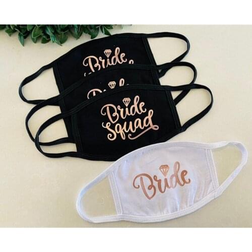 Custom Rose Gold Bride Mask and Bride Squad Bachelorette Face Masks- Wedding Face Masks- Bridesmaid Face Masks Party Face mask