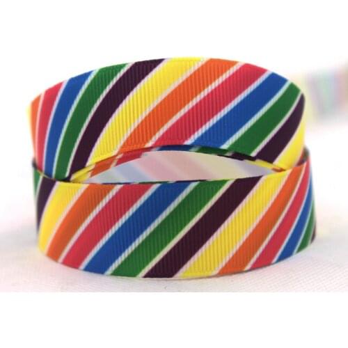 [IuBuFiGo] Free Shipping 22mm Colorful stripes,7/8" Grosgrain ribbon printed DIY hair accessory ribbons 10yards/roll XZD-905