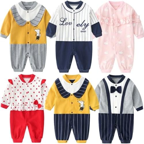 2021 Baby boy clothes Spring Gentleman Rompers 0-12M Babies grils Cotton Jumpsuit Newborn Boy Romper Unisex Baby Clothes Costume