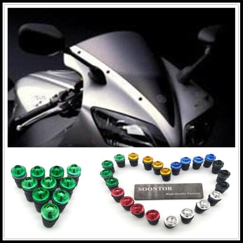 Motorcycle Windshield Windscreen Fastener Spike Bolts kit Screw Nuts for Blue Kawasaki Yamaha Suzuki Honda Aprilia KTM BMW