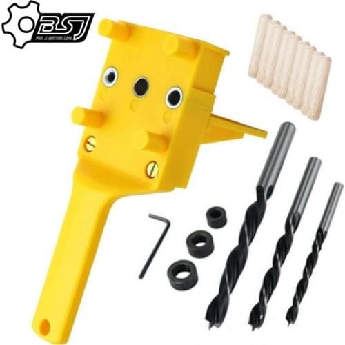 Quick Wood Doweling Jig ABS Plastic Handheld Pocket Hole Jig System 6/8/10mm Drill Bit Hole Puncher For Carpentry Dowel Joints