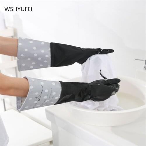Kitchen household cleaning housework latex gloves female waterproof handguards washing dishes and clothes durable rubber gloves