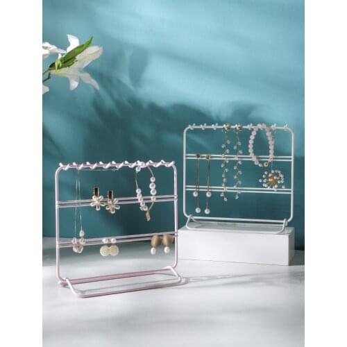 Metal Pink and White Jewelry Display Stand Earrings Pendant Bracelets Display Holder Elegant Jewelry Display Rack