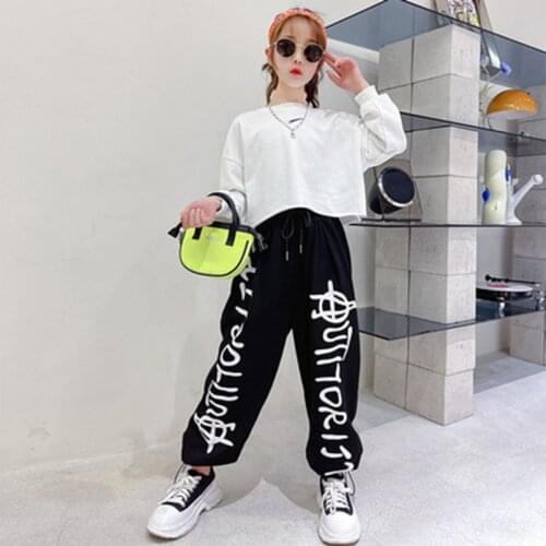 Teenage Girls Fashion Elegant Sportswear 2021 Spring Autumn New Hip Hop Street Dance Performance Clothing Suit 11 12 Year Old