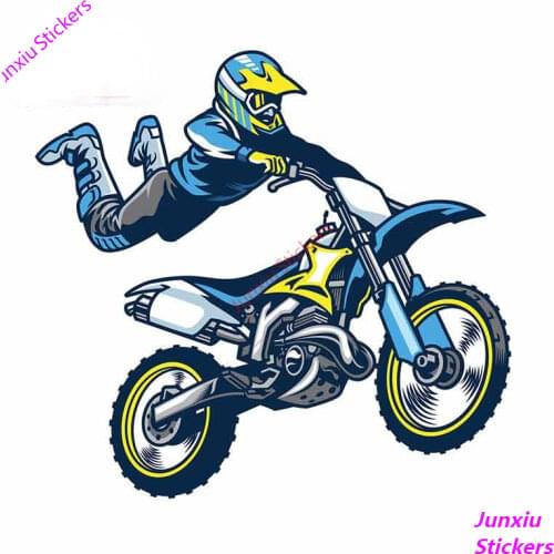 Cartoon Graffiti Anime Motocross Rider Doing Trick Decal Vinyl Car Sticker Funny Bumper SUV Racing Fine Decal Decor PVC13x12cm