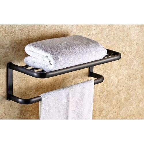 Wall Mounted Black Oil Rubbed Antique Brass Bathroom Large Towel Rail Towel Bar Holder Shelf Bathroom Accessory mba199