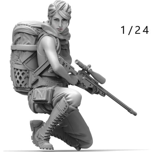 1/24 Scale Unpainted Resin Figure girl in action collection figure