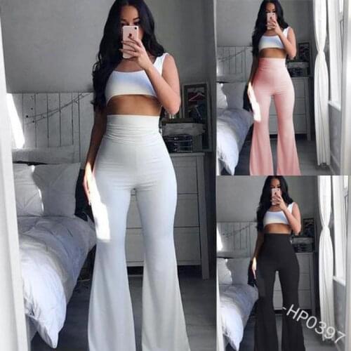 New Sexy Ladies Solid Color High Waist Tight-fitting Wide-leg Fitness Yoga Casual Pants Sports Pants Flared Pants Leggings