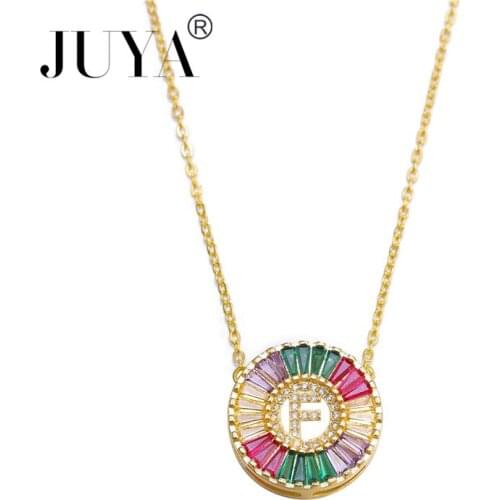 JUYA Gold necklace CZ micro pave zircon charm necklace fashion Gold 26 Alphabet letter pendant necklace letter necklace women