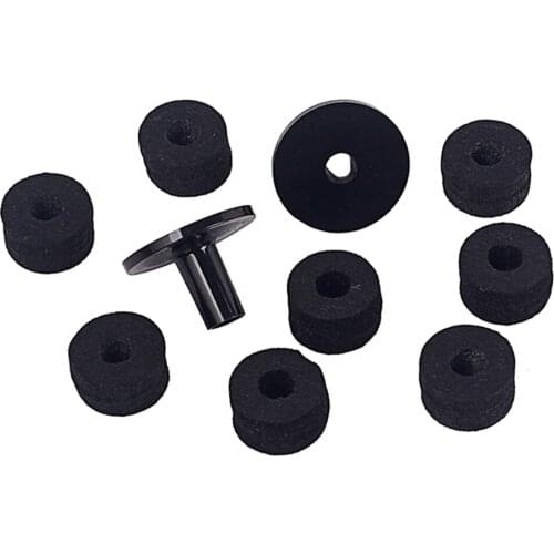Plastic Drum Felt Washer Cymbal Sleeves Replacement Kit Parts for Drum Black